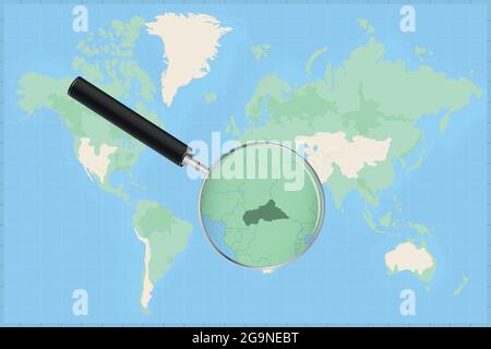 Karte der Welt mit einer Lupe: Sie können die Karte von Zentralafrikanische Republik detaillierte Karte von Zentralafrikanische Republik und ihren Nachbarländern in Th Stock Vektor