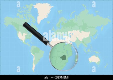 Karte der Welt mit Lupe: Sie können die Karte von Simbabwe detaillierte Karte von Simbabwe und den umliegenden Ländern in der Lupe: Sie können die Karte der Welt mit einer Lupe nehmen. Stock Vektor