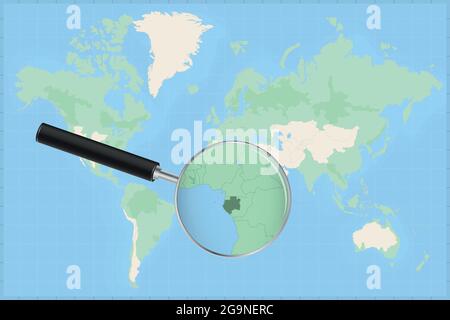 Karte der Welt mit Lupe: Sie können die Karte von Gabun detaillierte Karte von Gabun und den umliegenden Ländern in der Lupe: Sie können die Karte der Welt mit einer Lupe nehmen. Stock Vektor