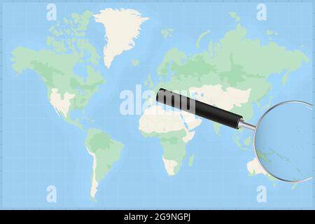 Karte der Welt mit Lupe: Sie können die Karte von Nauru detaillierte Karte von Nauru und den umliegenden Ländern in der Lupe: Sie können die Karte der Welt mit einer Lupe nehmen. Stock Vektor