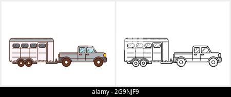 Pferd Anhänger Bild für Kind. Pferdeanhänger Stock Vektor