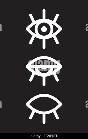 Schwarz-weißes Poster mit offenen und geschlossenen Augen. Konzeptionelles Design. Kunstkonzept. Vektorgrafik mit Auge Stock Vektor