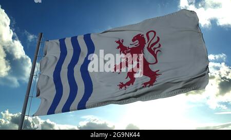 Flagge der Nouvelle-Aquitaine, Region Frankreich. 3d-Rendering Stockfoto