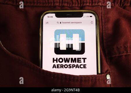 KONSKIE, POLEN - 22. Juli 2021: Howmet Aerospace Inc-Logo auf dem Mobiltelefon Stockfoto