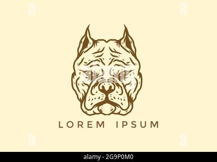 Brown Pitbull Kopf Illustration Zeichnung Design Stock Vektor