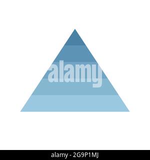 Pyramidenschema 5 fünf Schritte. vektor-Hierarchie-Ebene Diagramm Grafik, blaue Diagrammstruktur. Dreieck Infografik Illustration Stock Vektor