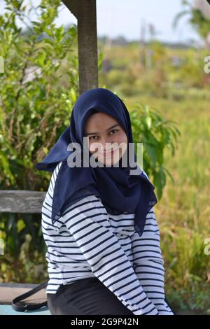 Hijab Model Fotoshooting Stockfoto