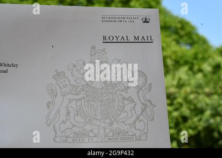 Umschlag vom Buckingham Palace Juli 2021 Stockfoto