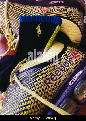Reebok Sneaker und Socken, USA Stockfoto