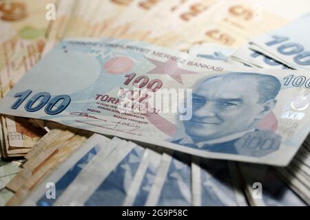 Türkische Lira, Türkische Lira Banknote Stockfoto