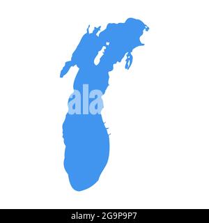 Lake Michigan Vektor-Karte Silhouette Illustration. Reisesee michigan Symbol Stock Vektor