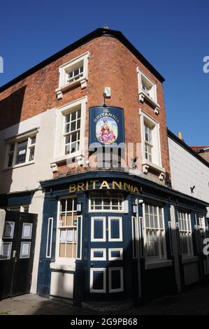 Das Britannia Inn Schild, 4 Church Street, Boston, Lincolnshire Stockfoto