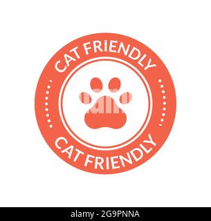 Haustier Tier Katze freundliches Schild. Paw CAT Place Icon zertifiziert Stock Vektor