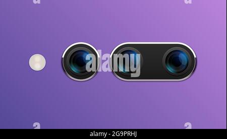 Handy Objektiv Handy 3d Vektor-Symbol. Smartphone Kamera Objektiv zurück Konzept Stock Vektor
