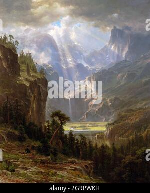 Die Rocky Mountains, Lander's Peak von Albert Bierstadt (1830-1902), Öl auf Leinen, 1863 Stockfoto