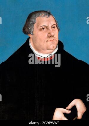 Martin Luther (1483-1546). Porträt von Lucas Cranach dem Älteren, Öl auf Tafel, 1546 Stockfoto