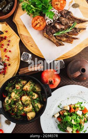 georgische nationale Küche. Menü. georgische Küche Restaurant. Stockfoto