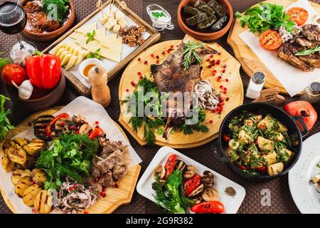 georgische nationale Küche. Menü. georgische Küche Restaurant. Stockfoto