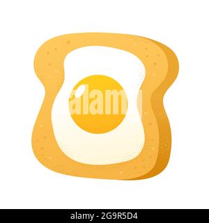 Toast mit gebratenem Ei. Vektor flache Cartoon Illustration Symbol. Isoliert auf weißem Hintergrund. Toast Brot, Spiegelei, Frühstück am Morgen Cartoon-Konzept Stock Vektor