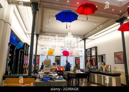 Les Parapluies de Cherbourg Manufacture, Cherbourg, Abteilung Manche, Cotentin, Normandie, Frankreich Stockfoto