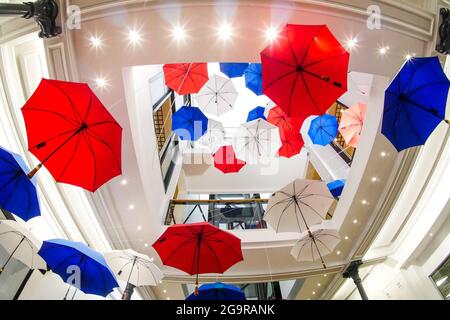 Les Parapluies de Cherbourg Manufacture, Cherbourg, Abteilung Manche, Cotentin, Normandie, Frankreich Stockfoto