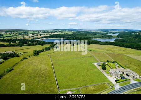 Landschaft des Fewston und des Swinsty Reservoir sowie der Yorkshire Peaks Stockfoto