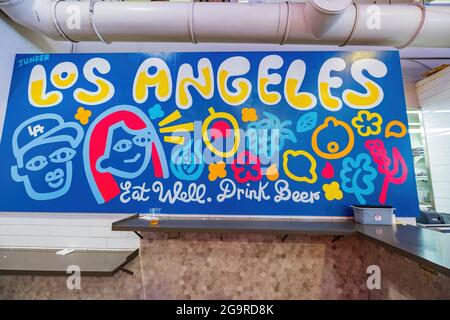 Los Angeles, 24. JUL 2021 - Innenansicht des Grand Central Market Stockfoto