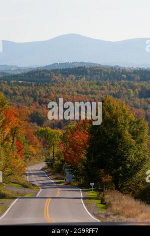 Blick auf das Herbstlaub von der Route 145, Clarksville, New Hampshire, USA Stockfoto