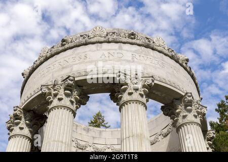 Pulgas Water Temple Details. Woodside, San Mateo County, Kalifornien, USA. Stockfoto