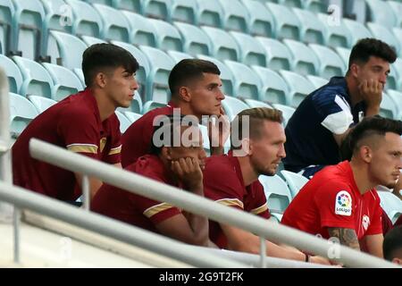 Faro, Portugal. 27. Juli 2021, Erik Lamela von Sevilla CF während des Vorsaison-Freundschaftsspiels zwischen Sevilla CF und Paris Saint Germain im Algarve-Stadion in Faro, Portugal. Stockfoto