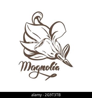 Magnolia Blume Moderne abstrakte Vektor florale Ikone. Stock Vektor