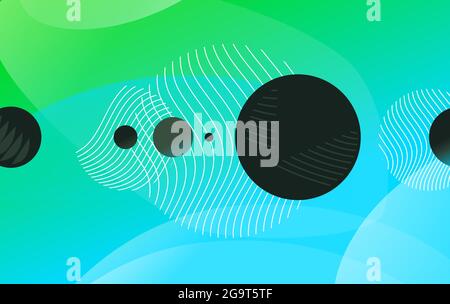 Abstrakter farbiger Hintergrund aus Dreiecken, Kreisen und Linien. Vektor. Geometrische Figuren. Horizontaler, dynamischer Verlaufshintergrund für Projekte. Modern Stock Vektor