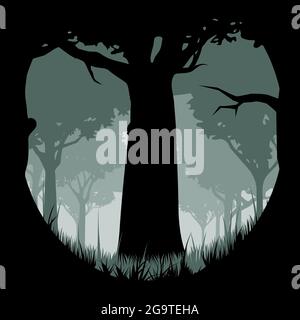 Vektordarstellung des Hintergrundwaldes Stock Vektor