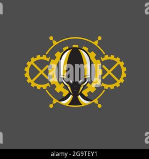Steampunk Alien Kopfvektor für den gewerblichen Einsatz wie Logo, T-Shirt-Druck usw. Stock Vektor