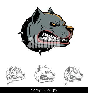 Pitbull Dog Kopf Symbol Vektor-Illustration für esport Emblem, Aufkleber, Warnschild, Färbung oder anderen Zweck. Stock Vektor