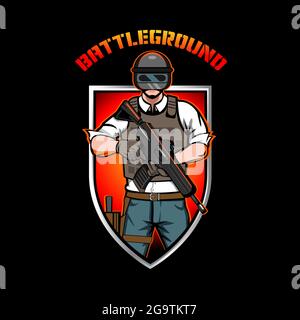 Battlegground Insignia-Vektorgrafik für esport-Team, T-Shirt-Print oder andere Zwecke Stock Vektor