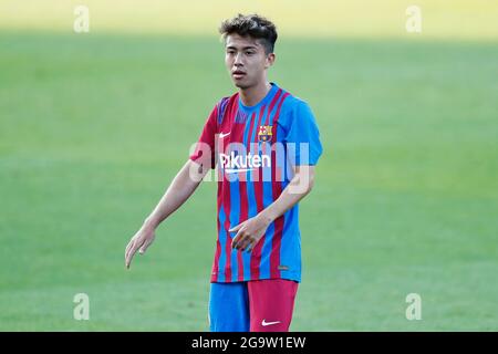 Sant Joan Despi, Spanien. Kredit: D. 21. Juli 2021. Hiroki Aba (Barcelona) Fußball/Fußball: Freundschaftsspiel zwischen dem FC Barcelona 4-0 Nastic Tarragona beim Estadi Johan Cruyff in Sant Joan Despi, Spanien. Quelle: D .Nakashima/AFLO/Alamy Live News Stockfoto