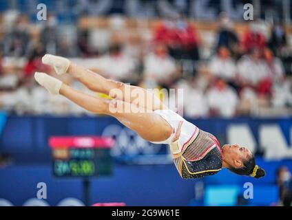 Ariake Gymnastik Center, Tokio, Japan. Juli 2021. Jutta Verkest aus Belgien {während des Finales des Teams für künstlerische Gymnastik der Frauen bei den Olympischen Spielen in Yokyo im Ariake Gymnastik Center, Tokio, Japan. Kim Price/CSM/Alamy Live News Stockfoto