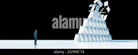 Konzeptueller wirtschaftlicher Börsencrash. 3d-Illustration Stockfoto