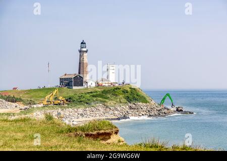 Montauk Leuchtturm Bulwark Reparatur, Montauk, NY Stockfoto