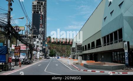 Plakatwand Schild Farbige Lichter Stadt Logo Pattaya Thailand Stockfoto