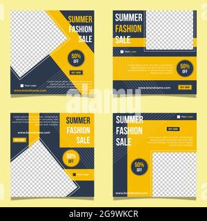 Sommer Mode Verkauf Social Media Post Banner Bundle. Editierbare Förderung Vektor Hintergrund mit Foto-Collage Stock Vektor