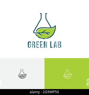 Green Leaf Ecology Tube Lab Nature Research Logo Stock Vektor
