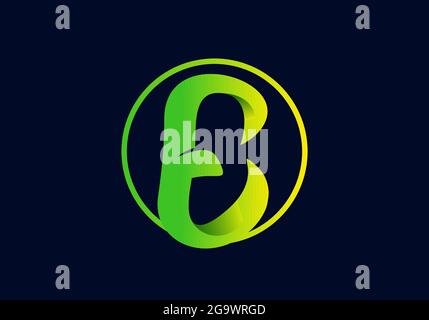 Grün-gelbe Farbverlauf des Anfangsbuchstabens E Stock Vektor