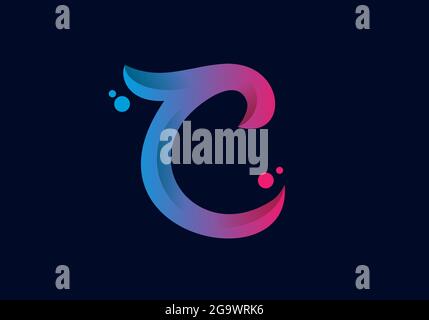 Pinkblauer Farbverlauf des Anfangsbuchstabens von C Stock Vektor