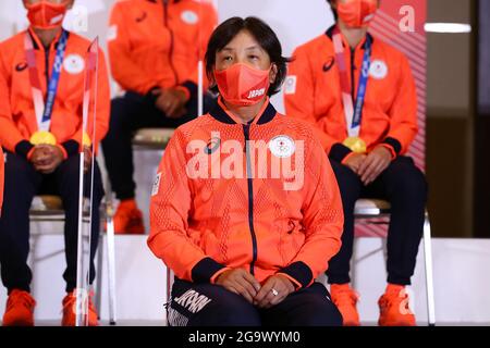 Tokio, Japan. Juli 2021. Reika Utsugi Cheftrainer (JPN) Softball : Goldmedaillengewinnerin Reika Utsugi Cheftrainer während der Pressekonferenz zu den Olympischen Spielen 2020 in Tokio im Japan House in Tokio, Japan . Quelle: AFLO SPORT/Alamy Live News Stockfoto