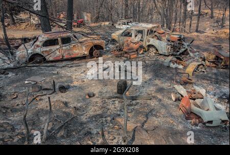 2019/ 20 NSW Buschfeuer NSW Australia - die kleine Stadt Balmoral, südwestlich von Sydney, wurde durch das Feuer in einem Wasserlauf in den Jahren 2019/ 20 ausgelöscht Stockfoto