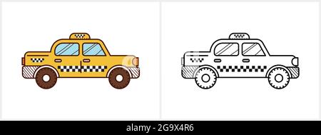 Taxi Taxi Taxi Bild. Gelbe Taxiseite Stock Vektor