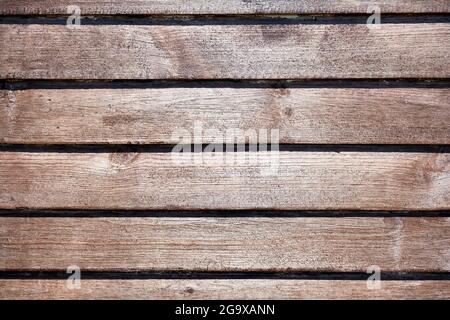 Alte rustikale braune Holzdiele Hintergrund. Nahtlose Textur. Vintage braunes Holzmuster. Stockfoto