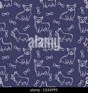 Glücklich Corgi Hunde Muster isoliert Vektor-Illustration Stock Vektor